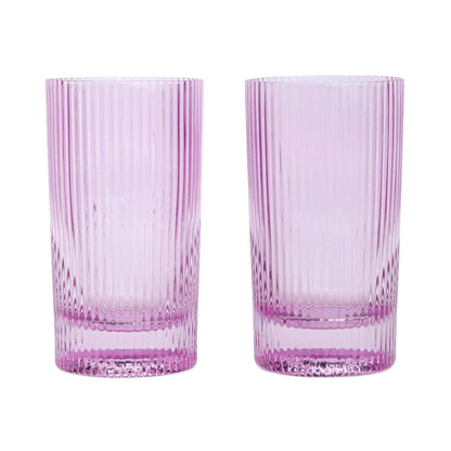 The Stella lilac highball glass set of 2 Designworks fluted glasses
