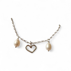 FRESH WATER PEARL + HEART BRACELET