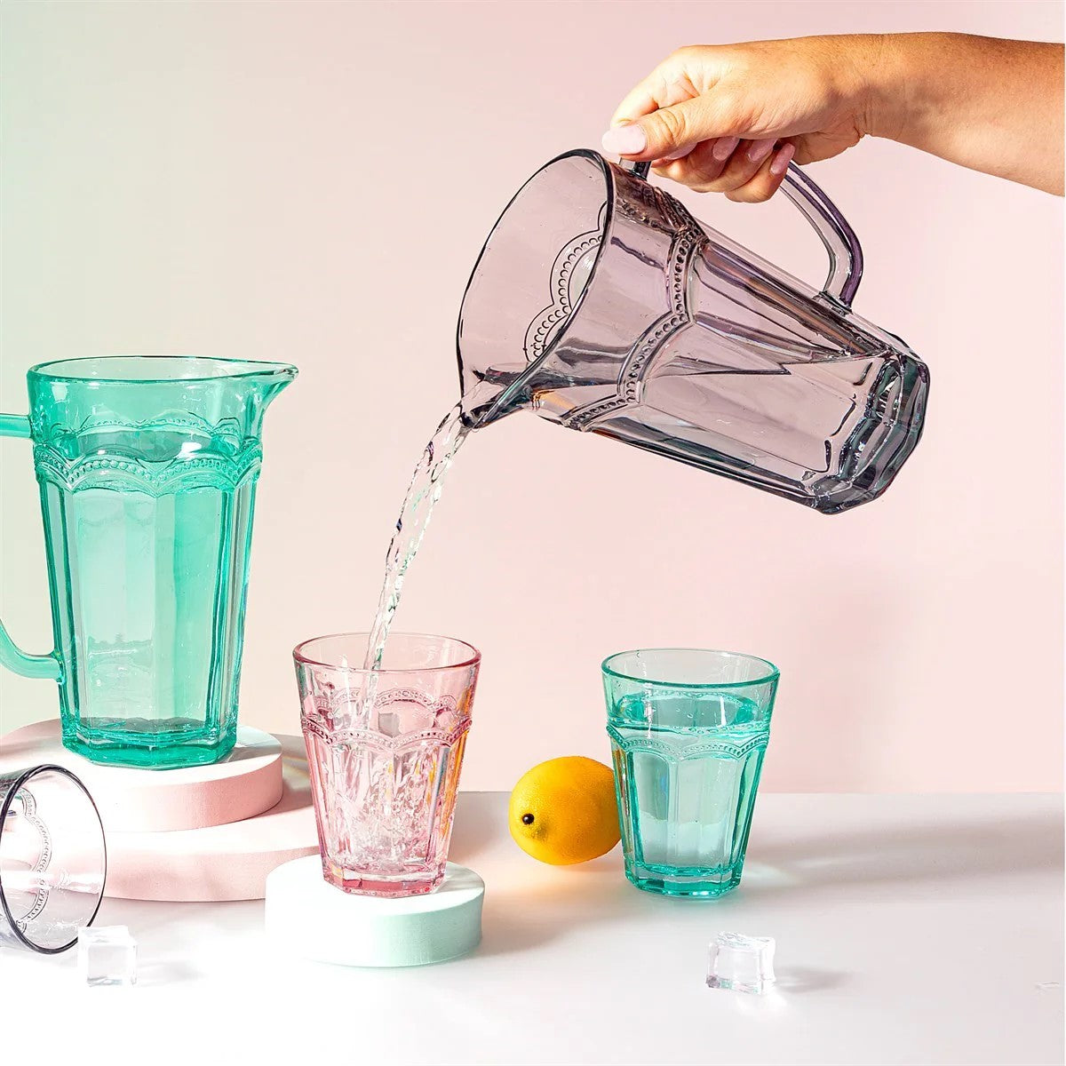 CLARISSE GLASS JUG TURQUOISE