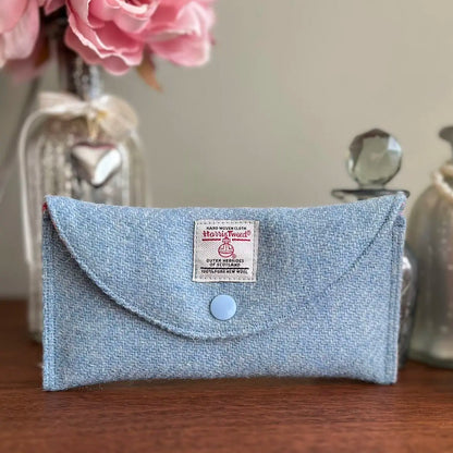 Harris Tweed glasses case soft pouch handmade with stud fastening