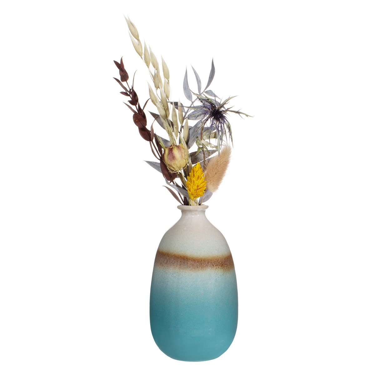 Ombre turquoise dip glazed vase ceramic decorative vase
