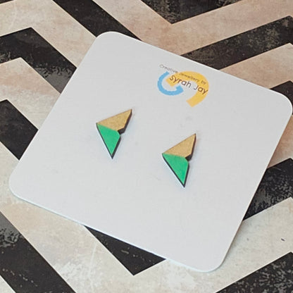 Geo Blok geometric stud earrings hand painted laser cut MDF shapes
