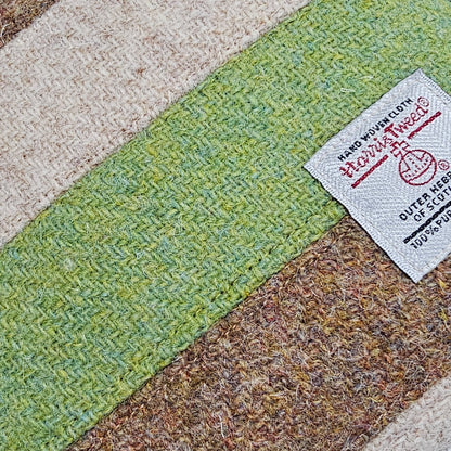 Loch + Loom striped Harris Tweed zipped make-up bag with coordinating solid Harris Tweed reverse