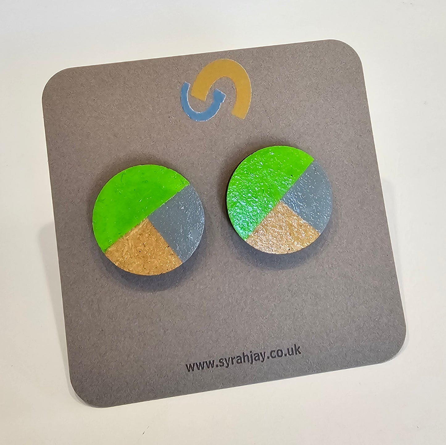 Geo Blok medium geometric stud earrings hand painted MDF shapes