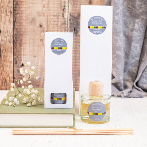 The Candle Bothy Green Tea, Bergamot and Fig reed diffuser with fresh citrus, fruity fig and warm woody notes