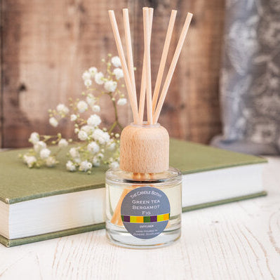 The Candle Bothy Green Tea, Bergamot and Fig reed diffuser with fresh citrus, fruity fig and warm woody notes