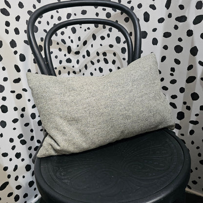 Greige and teal tweed long cushion Silvera Upholstery feather filled