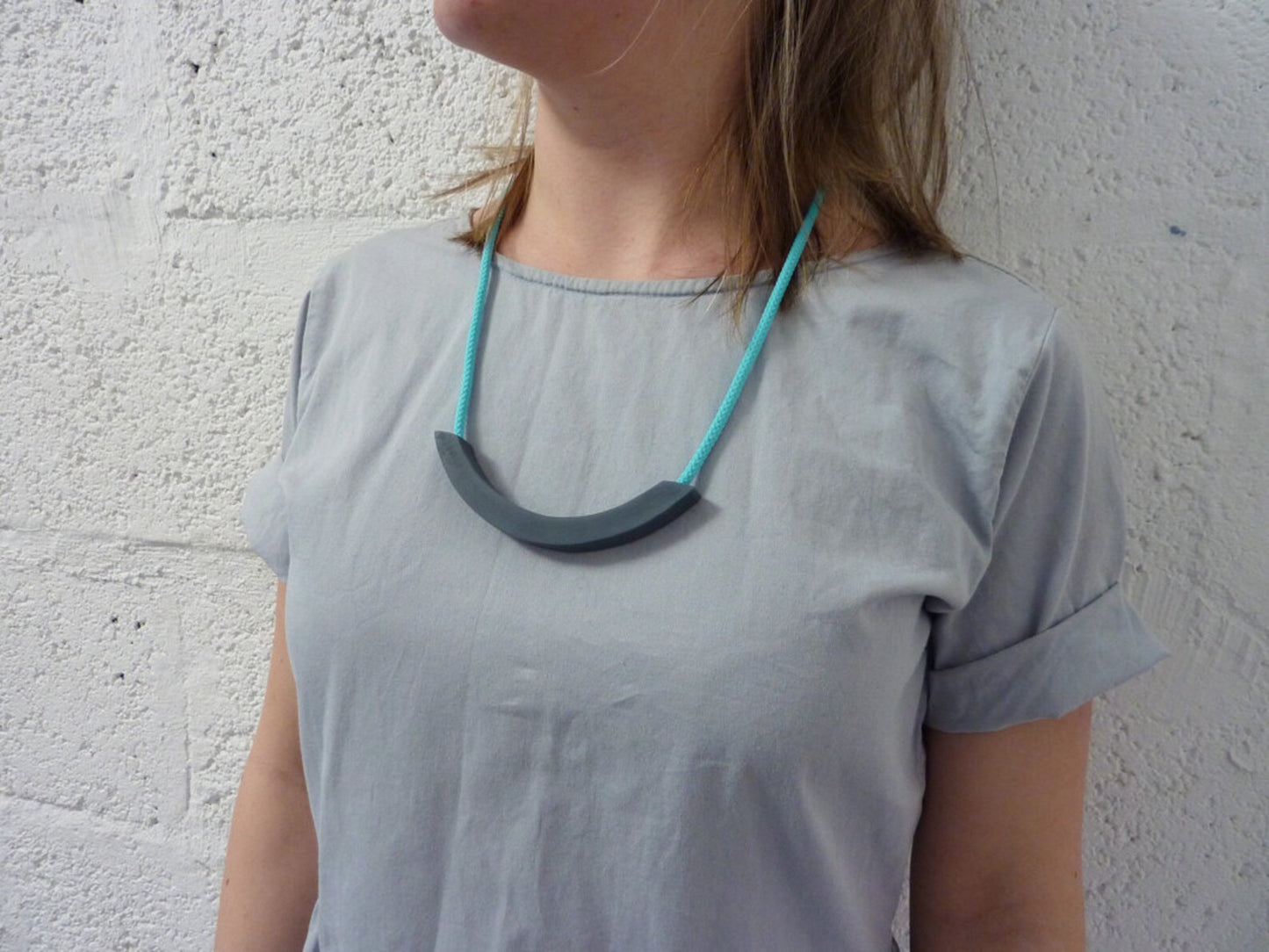 GREY/TURQUOISE KNOT NECKLACE