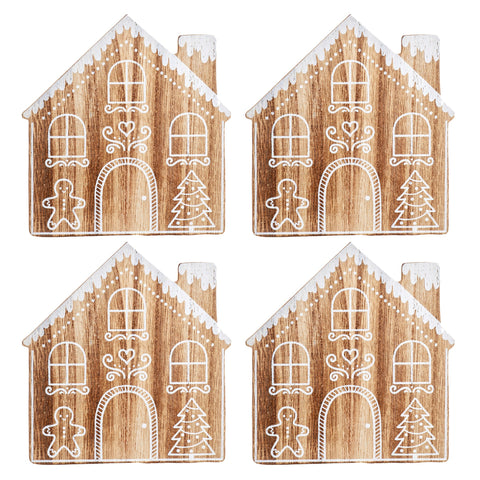 GINGERBREAD HOUSE WOODEN COASTERS