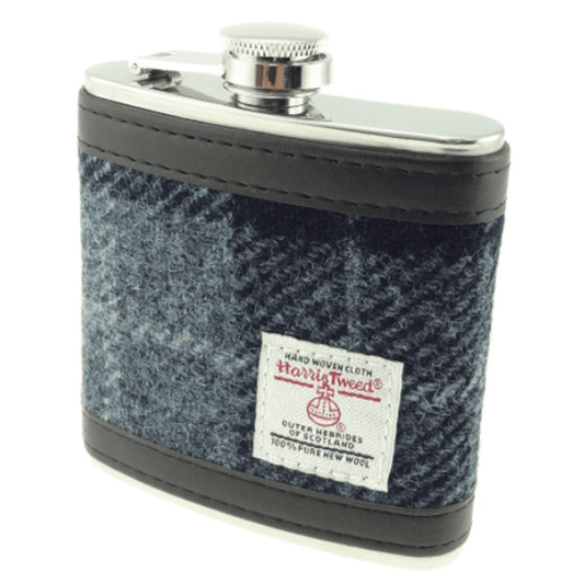 HARRIS TWEED - HIP FLASK - GREY/BLACK