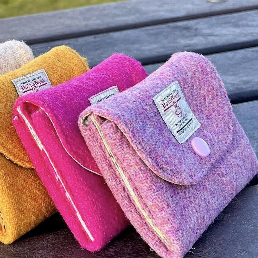 Harris Tweed coin purses with compartments handmade soft pouch