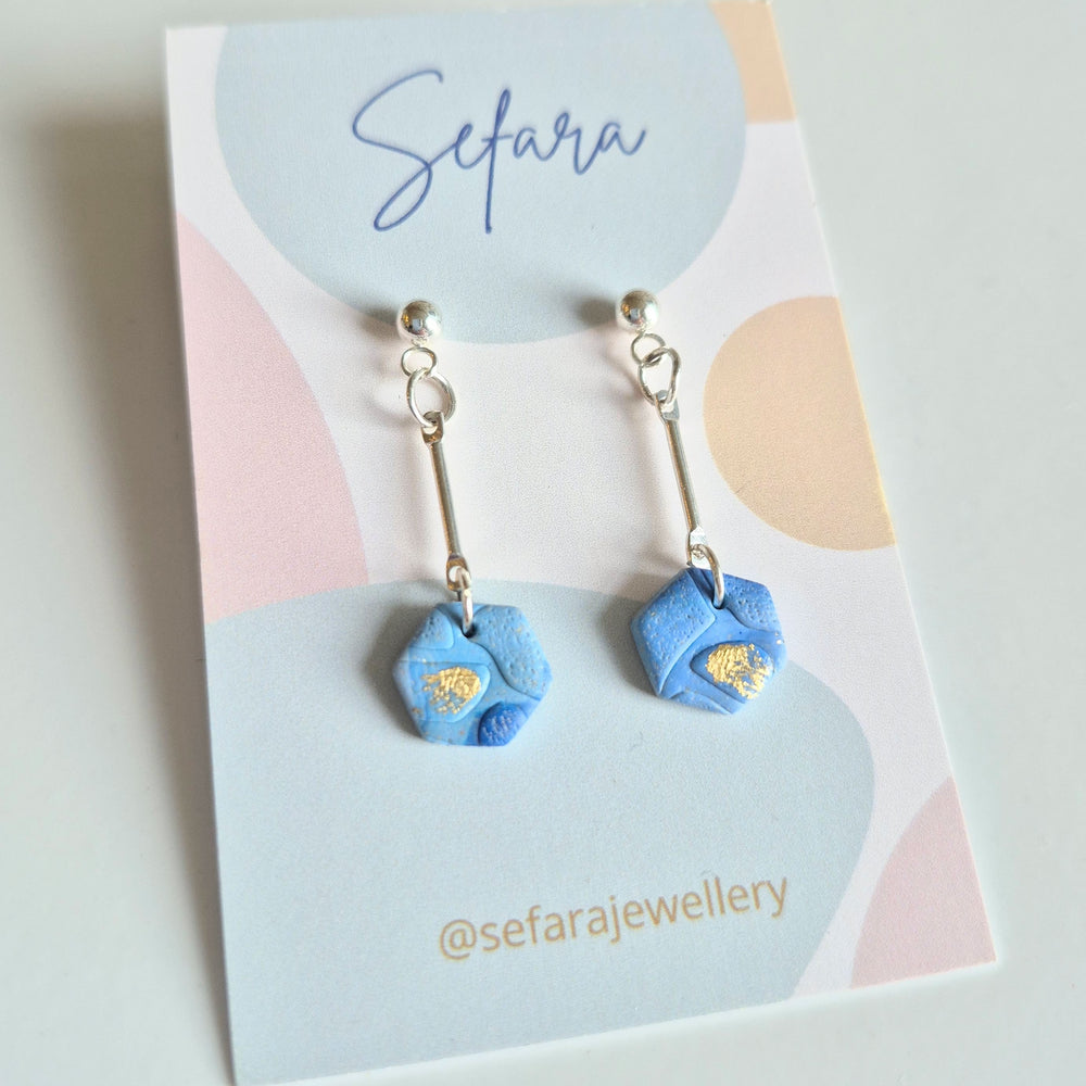 HEXAGONAL LONG DROP EARRINGS