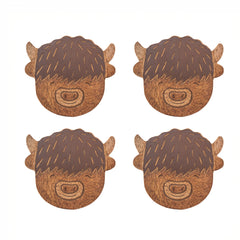 HIGHLAND COW WOODEN COASTERS