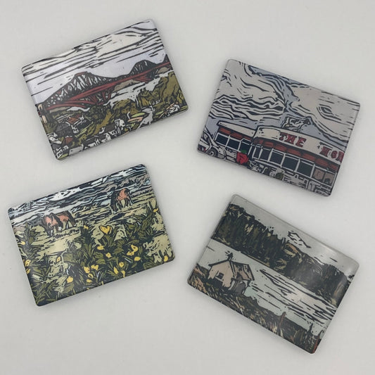 Selection of four cycling views magnets by Beebirds