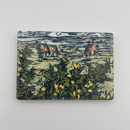'Apricity' Magnet, part of the cycling views collection by Bee Birds Prints, showing cows in a field