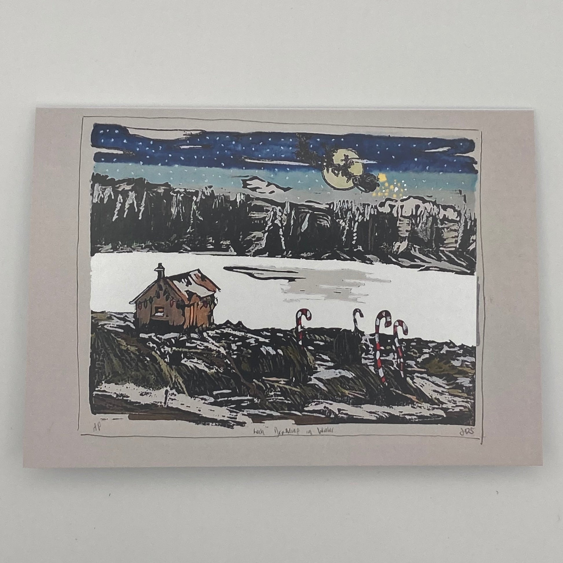 Christmas Card of Loch Drummore featuring a festive scene with winter Christmas accents.