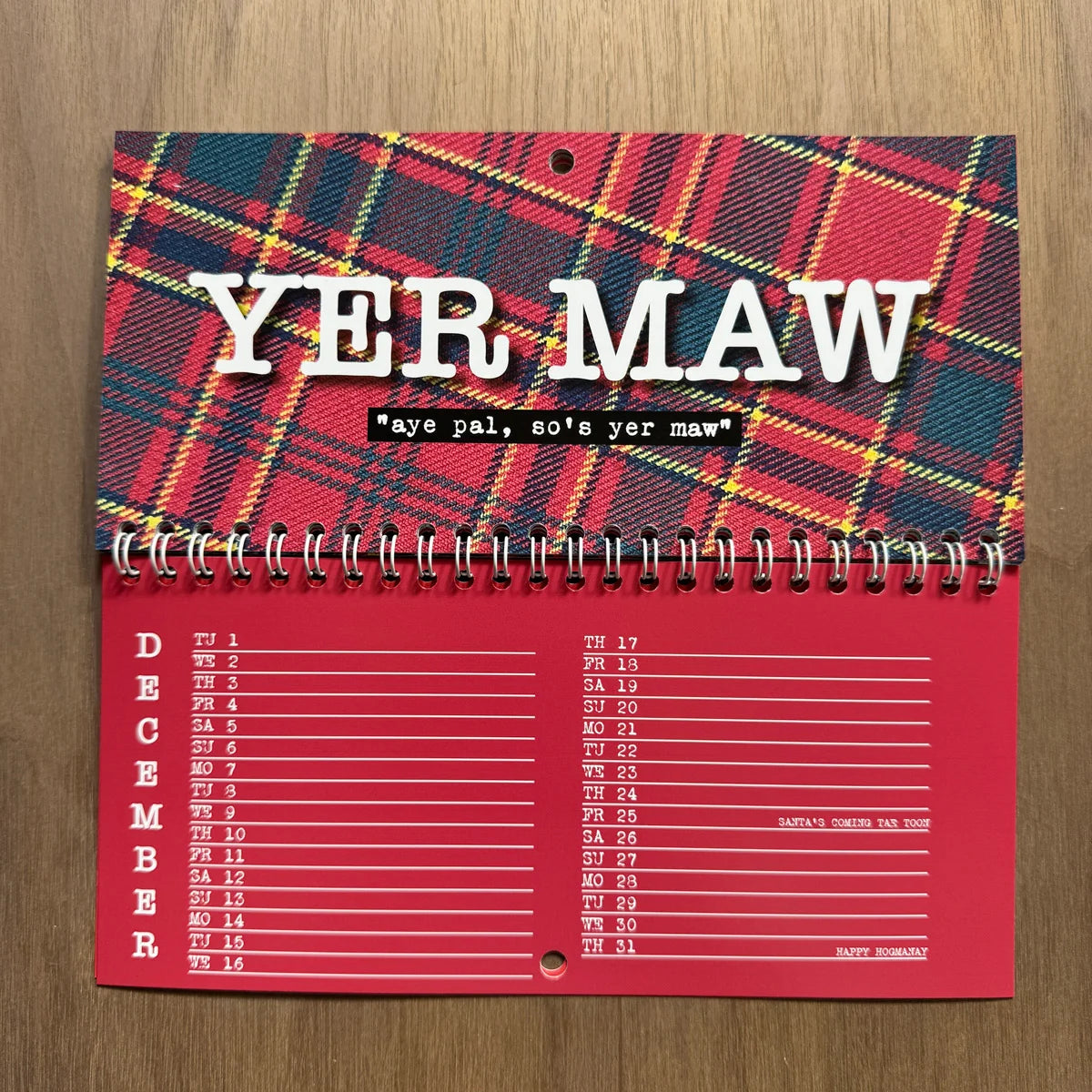 DL-sized 2026 Scottish Insult Calendar featuring bold Scots insults paired with colourful tartans.