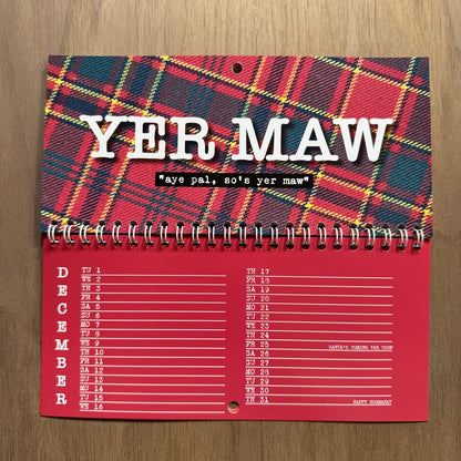 DL-sized 2026 Scottish Insult Calendar featuring bold Scots insults paired with colourful tartans.