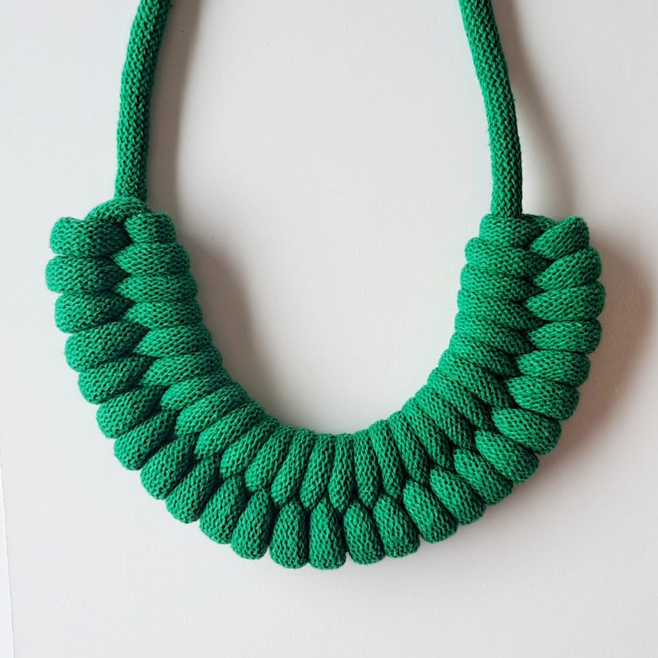 Ragged House medium recycled cotton macrame cord knot necklace with figure 8 bow bow-shaped statement design