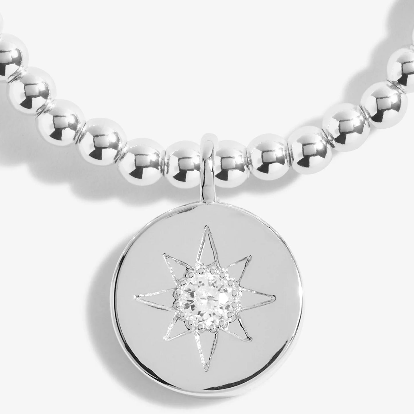 Joma A Little 'Safe Travels' silver plated stretch bracelet with compass charm