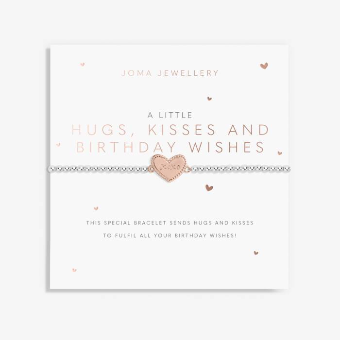 A LITTLE 'HUGS, KISSES AND BIRTHDAY WISHES' SILVER BRACELET