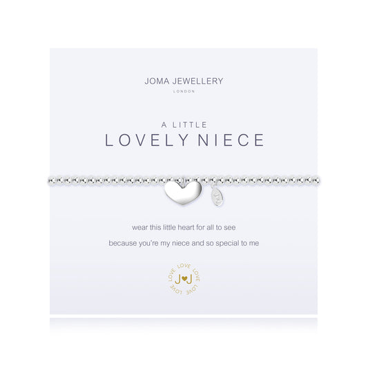 Silver plated 'Lovely Niece' Joma Jewellery bracelet with heartfelt message on branded card.