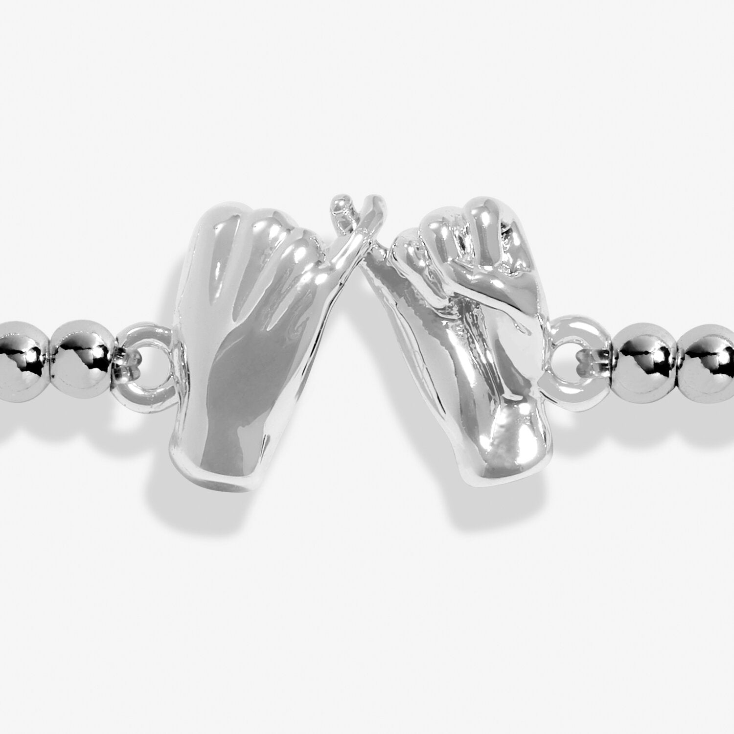 Joma Jewellery 'A Little Pinky Promise' silver plated stretch bracelet with charm and gift box