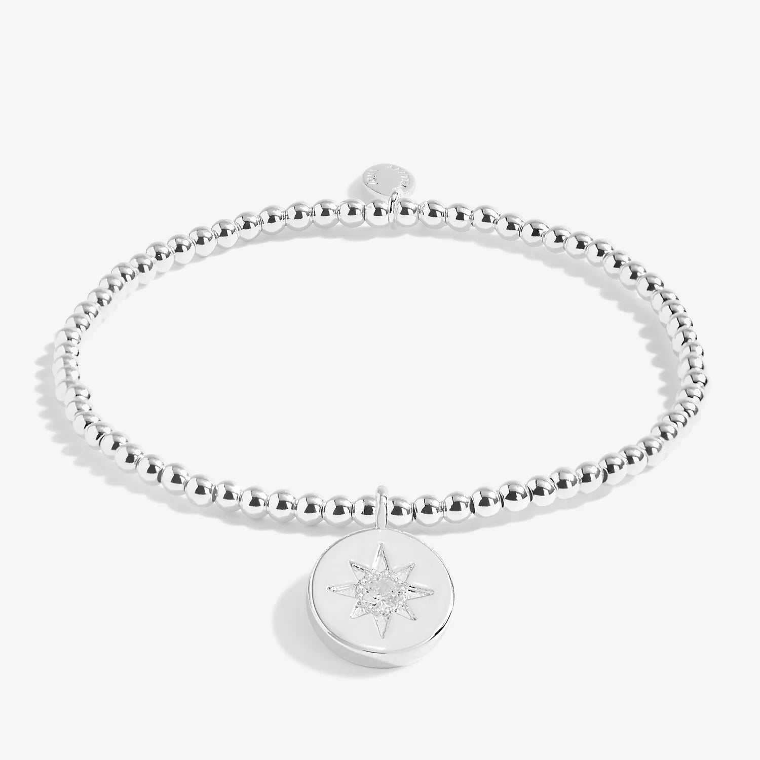 Joma A Little 'Safe Travels' silver plated stretch bracelet with compass charm