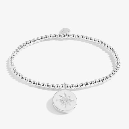 Joma A Little 'Safe Travels' silver plated stretch bracelet with compass charm