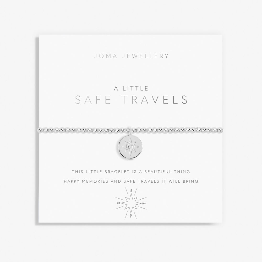 A LITTLE 'SAFE TRAVELS' SILVER BRACELET