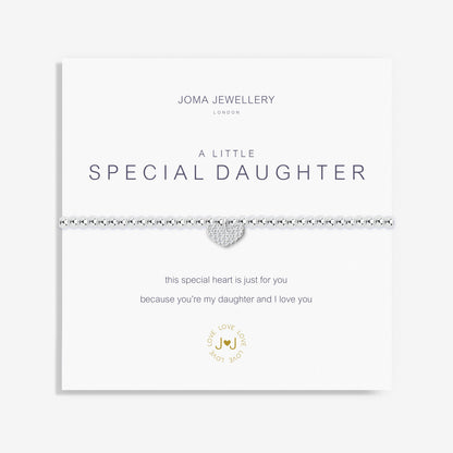 Silver plated 'Special Daughter' Joma Jewellery bracelet with heartfelt message on branded card.
