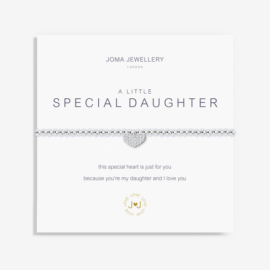 Silver plated 'Special Daughter' Joma Jewellery bracelet with heartfelt message on branded card.