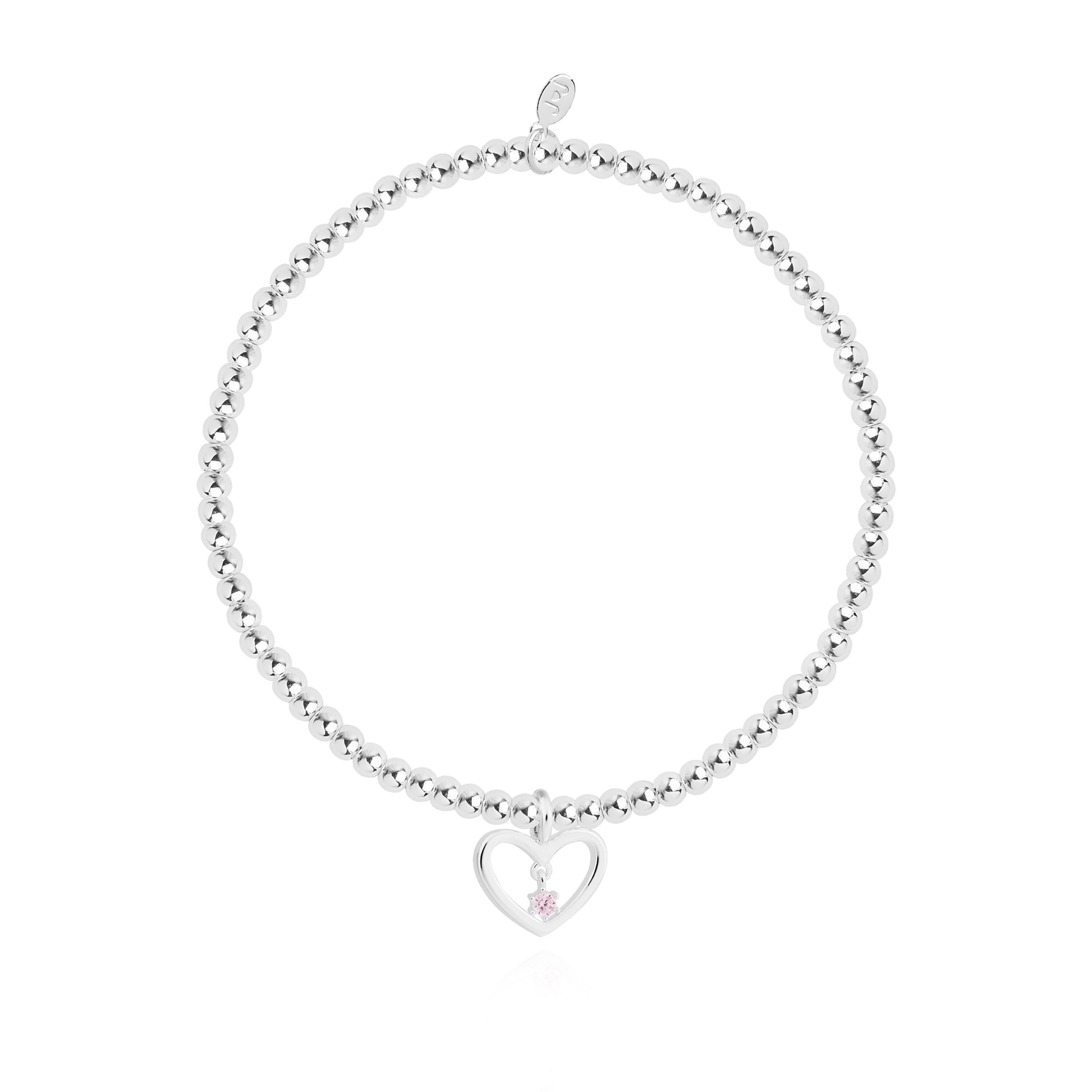 Silver plated 'True Friend' Joma Jewellery heart charm bracelet.