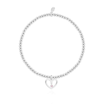 Silver plated 'True Friend' Joma Jewellery heart charm bracelet.