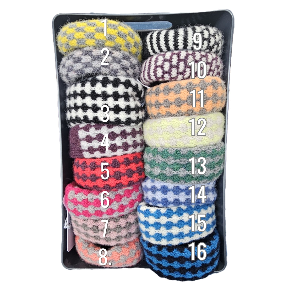 Mitchell + Black Knitwear lambswool cuff bracelets handcrafted in Scotland