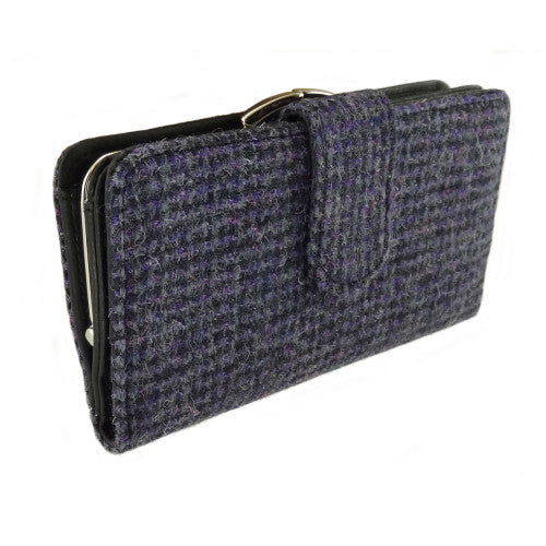 HARRIS TWEED - LONG PURSE - PURPLE CHECK