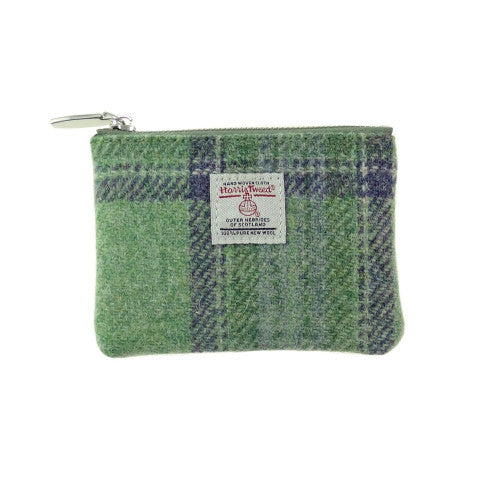 HARRIS TWEED - SMALL ZIP PURSE - FADED GREEN STEWART