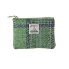 HARRIS TWEED - SMALL ZIP PURSE - FADED GREEN STEWART