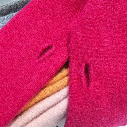Mitchell + Black lambswool fingerless mitts with thumb holes, handcrafted in Scotland