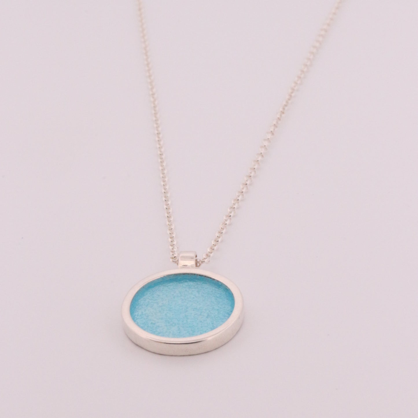Circle enamel necklace handmade Dundee silver jewellery
