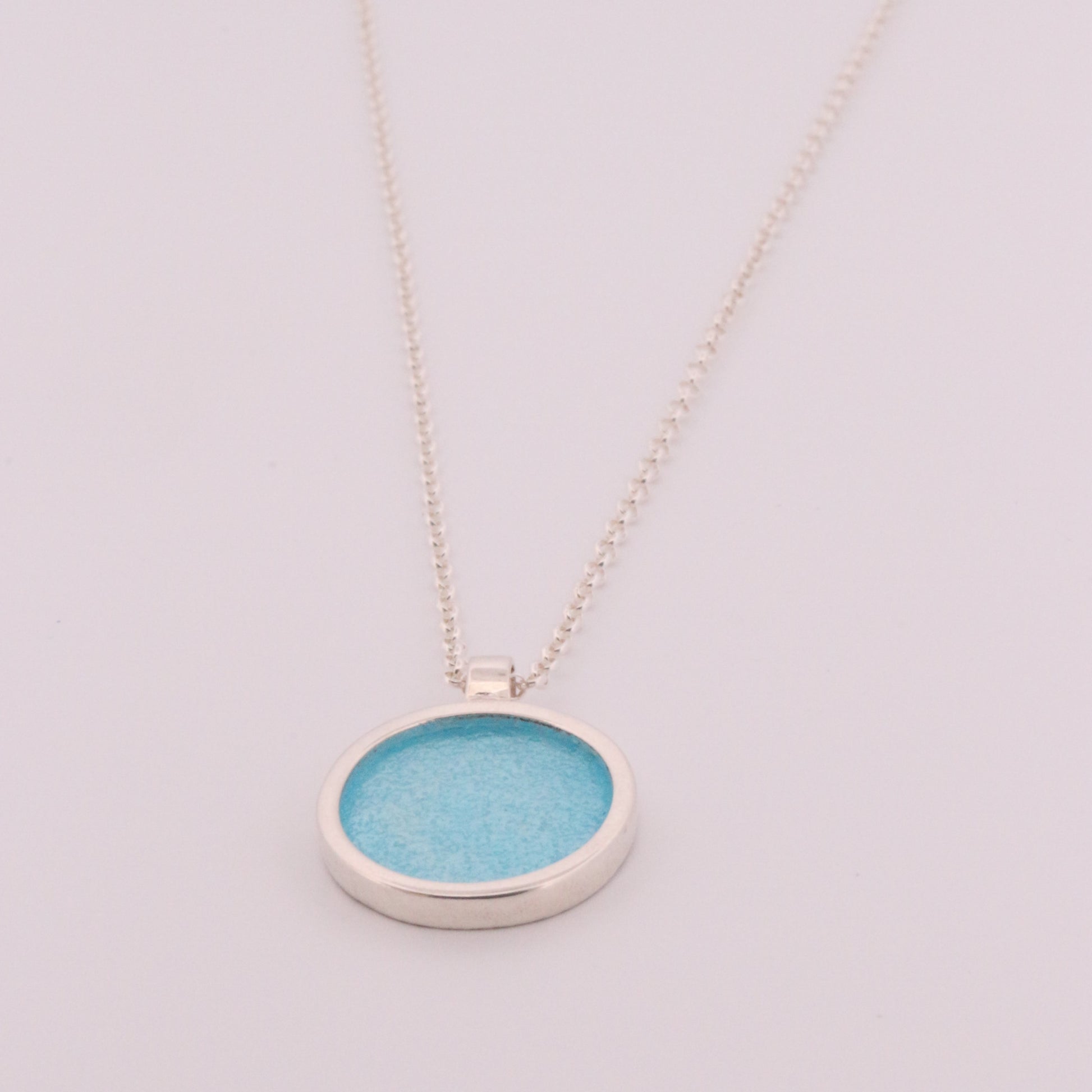 Circle enamel necklace handmade Dundee silver jewellery