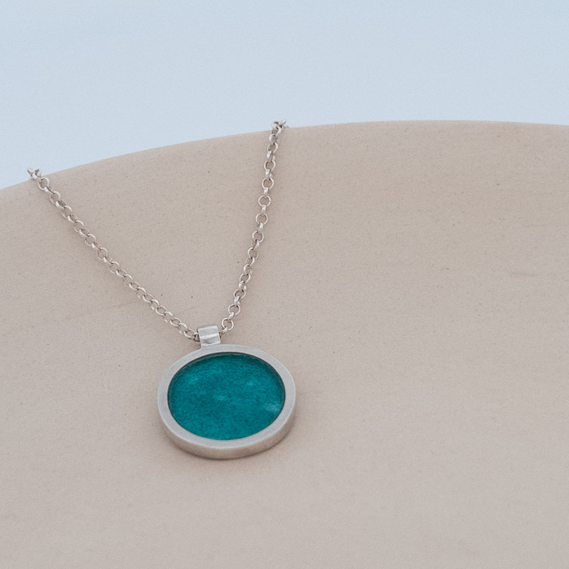 Circle enamel necklace handmade Dundee silver jewellery