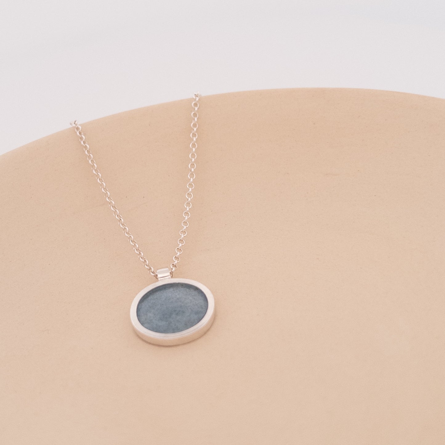 Circle enamel necklace handmade Dundee silver jewellery