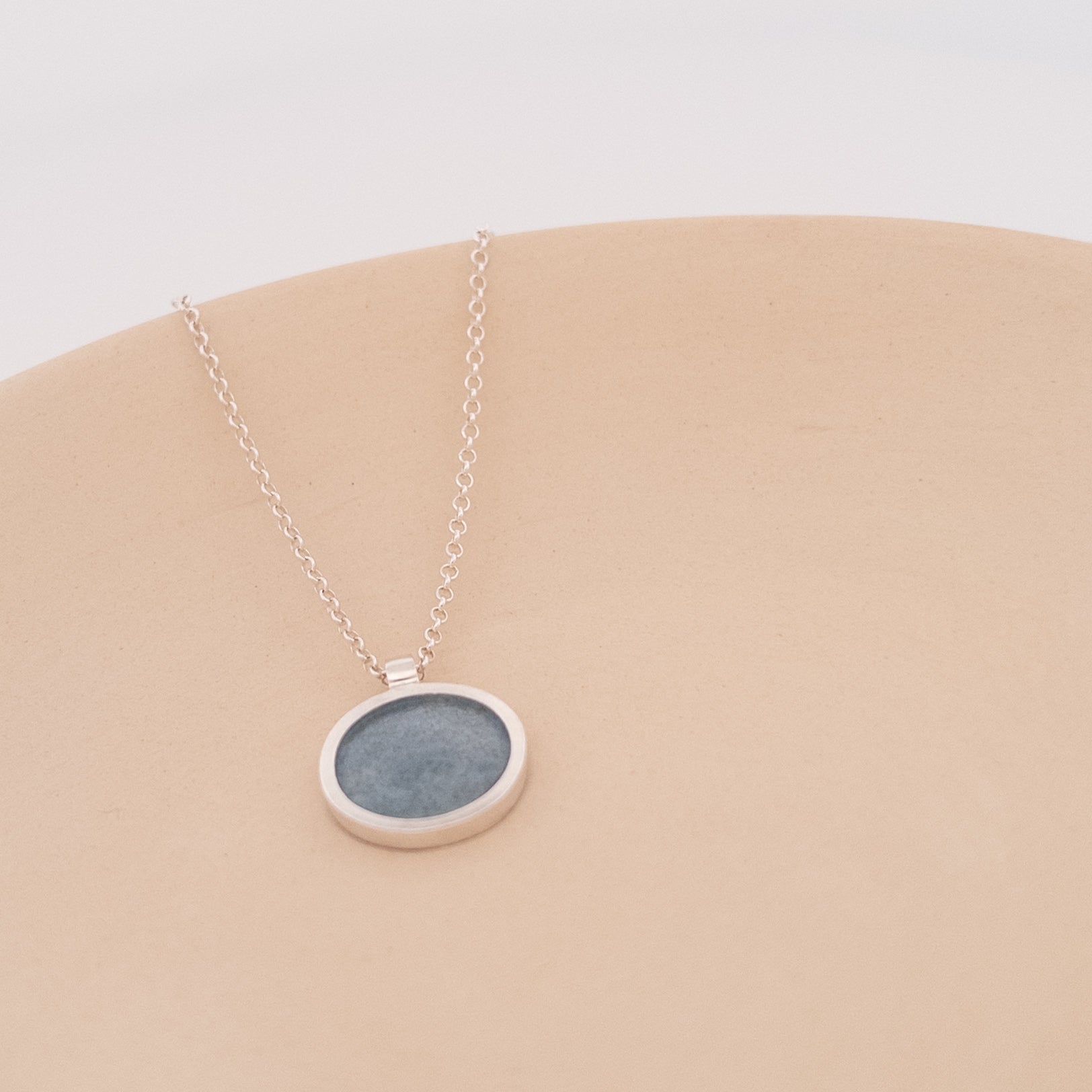 Circle enamel necklace handmade Dundee silver jewellery