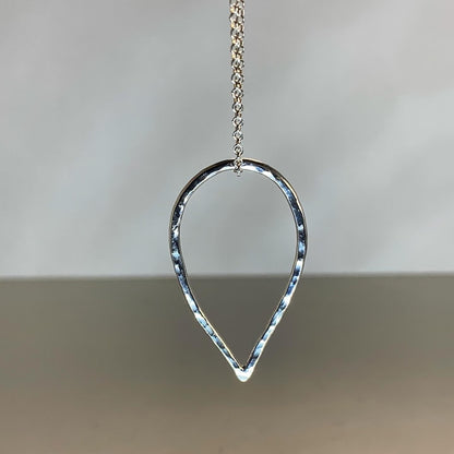 Large Sterling silver droplet pendant necklace handmade in Dundee on 18-inch chain