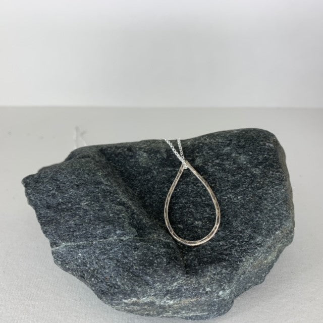 Large Sterling silver droplet pendant necklace handmade in Dundee on 18-inch chain