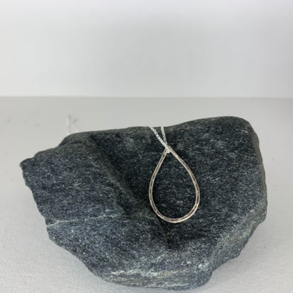 Large Sterling silver droplet pendant necklace handmade in Dundee on 18-inch chain