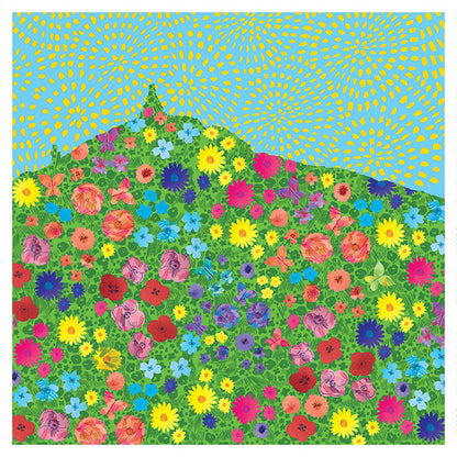 Floral cityscape illustration of Law Hill in Dundee by Louise Kirby