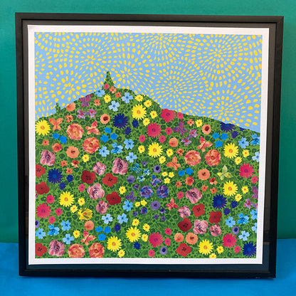 Floral cityscape illustration of Law Hill in Dundee by Louise Kirby