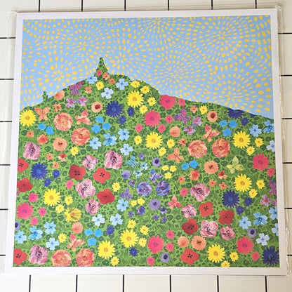 Floral cityscape illustration of Law Hill in Dundee by Louise Kirby
